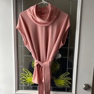 Pink Sleeveless Cowl Neck blouse